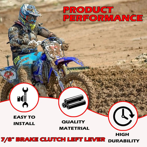 Dirt bike rider using Seven Eighths Inch Folding Left Clutch Lever For Dirt Bikes Universal Handlebar Fit Works With XR80 XR100 XR200 SSR 125cc Coolster Roketa Baja Pit Bikes And More Silver