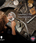 Artist using All-In-One Magnifying Lamp That Slaps With 600 Lumens Daylight LEDs, 6000K, CRI 95+, 1.75X lens, at workbench