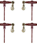 4 Pack Premium Gold-Tip 1/2 To 5/8 Inch Ratcheting Load Binder - Heavy Duty Tie Downs For Transport, Material Handling And Heavy Equipment