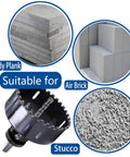 Carbide grit hole saw cutter, 4-1/8 in, PLG2SUPT by Amazon, shown with Hardy Plank, air brick, stucco, drywall