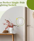 Matte White Single Pole Decorator Paddle Light Switch 15A, 10 Pack, Fingerprint-Resistant Finish, Sleek Modern Design, Replaces Any 15A Wall Switch, Shallow Body Fits Standard Junction Boxes, Slick DIY Home Upgrade, installed on wall
