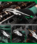 Long Nose Locking Pliers 9.5 Inch With Ergonomic Anti Slip Handle in use on engine parts