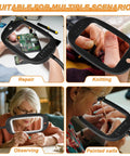 Upgraded 30X And 10X Floor Magnifying Glass With Light And Stand in use for repair, knitting, reading, and painting nails