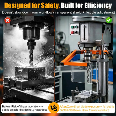 Heavy Duty Drill Press Guard For Big Floor Models, Clear Safety Shield Fits 4.0 To 6.5 Inch Round Columns on machine