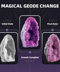 Geodes Growing Science Kit For Kids Ages 6 8 12 With Crystal Growth In 24 Hours showing geode transition from initial to final state