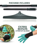 Artificial Turf Rake For Pet Hair, Leaves And Debris, Adjustable 63 Inch Telescoping Handle, 18 Inch Wide Brush, Includes Gloves