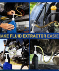 Heavy Duty Fluid Transfer Pump For 28 MM Quart Bottles With Flex Hose And Dual Tubes used for oil extraction in automotive settings.