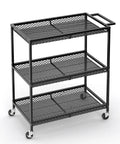 Three Tier Rolling Utility Kitchen Cart with Heavy Duty Metal Construction and Wire Shelves on Wheels for versatile use