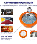 1-gallon stainless steel vacuum degassing chamber with orange lid, gauge, and silicone gasket for resin and epoxy