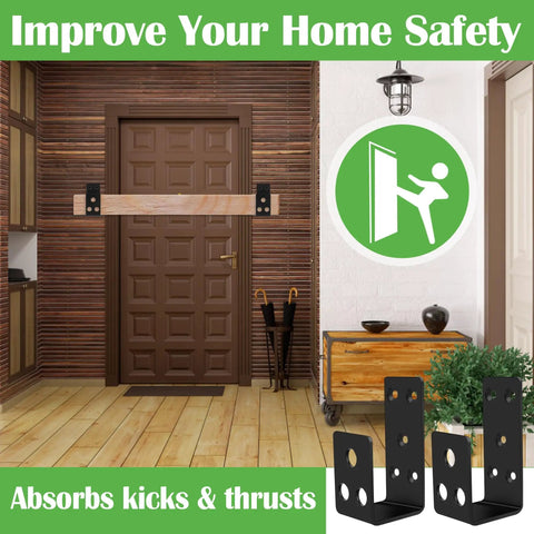 Heavy Duty 2x4 Door Barricade Brackets U Bracket For Home Garage Barn Shed Gate Security With Rust Resistant Black Coating And Thickened Design For Long Lasting Strength And Easy Installation Built Tough installed on door
