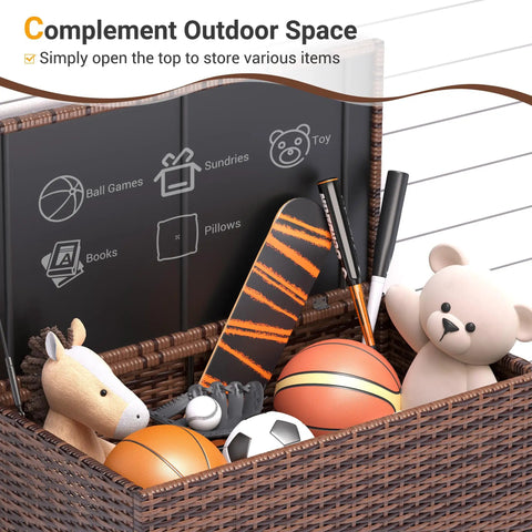 Outdoor Storage Table For Patio Coffee Table All Weather Wicker With Waterproof Cover Rattan Furniture for storing toys and tools