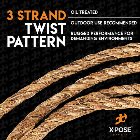 Heavy Duty 1/4 Inch 600 Ft Three Strand Manila Rope For Nautical Decor, Crafts, Porch Columns, Outdoor Pole Wrap, And Tree Swings