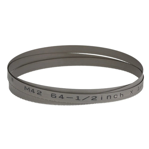 Bi-Metal Band Saw Blade 64-1/2 Inch By 1/2 Inch By 0.025 Inch Thick M42 Grade For Metal Cutting 10/14 Tpi Bi-Metal Teeth Pattern Ideal For Solid Bar And Hollow Tube Soft Ferrous Metals Only Do Not Cut Aluminum