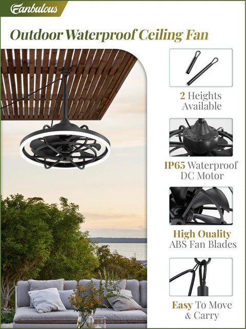 Outdoor Ceiling Fan With Light For Patio Vibes And Pergolas 20 Inch Weatherproof Plug In Gazebo Fan With Remote And App Control