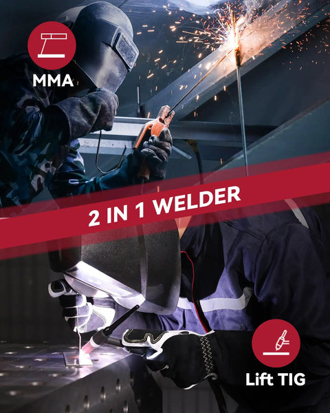 Person using 110V And 220V MMA Stick Welder With Large LED Display, 160 Amp Arc Inverter, Synergic Control, Lift TIG Hot Start