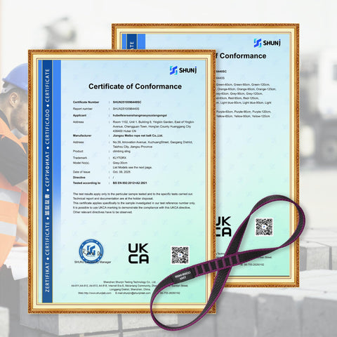 Certification for 18mm Nylon Climbing Sling Runner Delivers 23 KN Strength CE2008 EN566 Certified Rock Climbing Strap