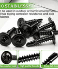 410 Stainless Steel Self Tapping Screws For Metal Kit 230 Pieces With 115 Screws And 115 Washers In Five Sizes, black screws.