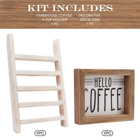 Wood K Cup Holder For Countertop And Kitchen, Farmhouse Decor With Coffee Bar Vibe, Rustic Pod Organizer For Up To 20 Pods