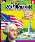 Cover of Social Studies For Kindergarten Daily Practice Workbook with George Washington and Statue of Liberty