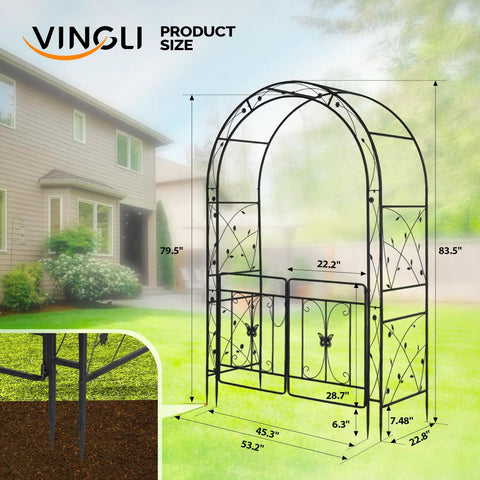 Sturdy Garden Arbor Arch For Weddings And Parties, Heavy Duty Steel Trellis For Climbing Plants, Outdoor Pergola Decor