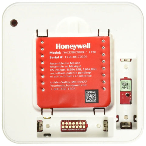 Back view of Pro Programmable Thermostat For Home Comfort With Seven Day Programming No Fuss Two Heat One Cool Heat Pump or Two Heat Two Cool Conventional White Finish Easy Scheduling Battery or Hardwired Power