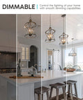 Four lighting levels showcasing the Vintage Style LED Candelabra Bulbs 60W Equivalent, 550 Lumens, 3500K Natural White effect in a kitchen.