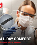 Top Shelf Anti Fog Safety Glasses Designed To Sit Easily Over Glasses With Scratch Proof Lenses Fully Adjustable Temples For Men And Women Providing Crystal Clear Vision And 100 Percent Uv Guard Without The Hassle Or Fog Wrecked Sight Lines, featuring soft rubber tips for comfort.