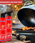 6 Pack Dry Chemical Fire Extinguishers With Mounting Brackets For Home Kitchen Car Boat RV And Business Portable Non Toxic Safety Device Fast Acting Class A B C Fire Suppression For Oil Paper Grease Electrical beside a BBQ grill