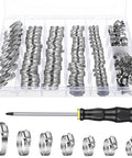 Ultimate 120 Piece Stainless Steel Hose Clamp Kit For Auto Home And Garage Use, Worm Gear Clamps, Adjustable With Screwdriver