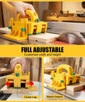 Table Saw Push Block For Woodworking With No Slip Grip And Multidirectional Control in use on a saw for precise cuts