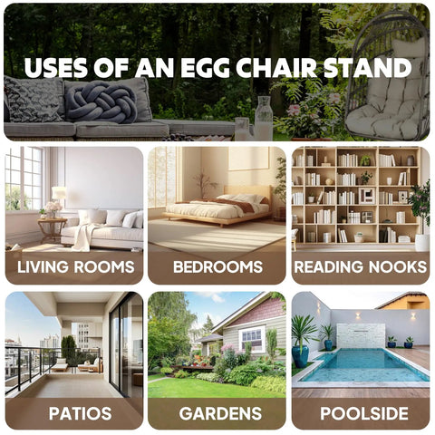 Heavy Duty Hanging Chair Stand With Iron Frame And Spring Hook For Indoor And Outdoor Use Supports Up To 330 Pounds Stable Base