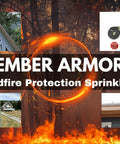 Ember Armor Wildfire Protection Sprinklers with images of homes and sprinkler system components.