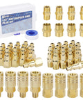 One Quarter Inch Air Hose Fittings Kit With Quick Connect Couplers And Plugs, 45 Piece Brass Plated Steel Set For Pros And DIYers