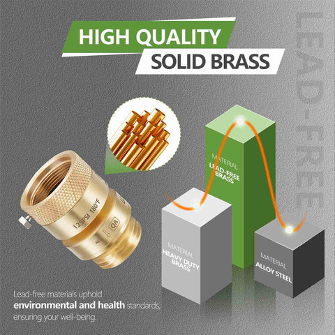 Lead-Free 1 And 1 Sixteenth Inch Fine Thread Female Self-Draining Vacuum Breaker Backflow Preventer Kit shown in solid brass.