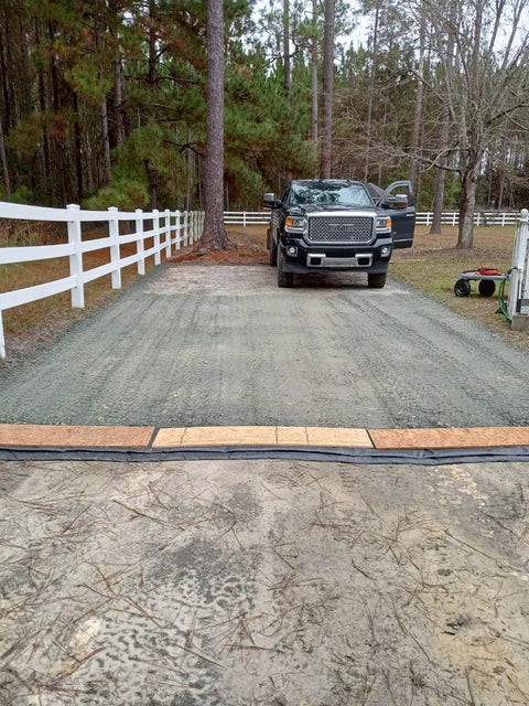 Driveway setup using Non Woven Geotextile Landscape Fabric 4 Oz Industrial Grade Durable UV Protected Roll 3 Ft By 360 Ft Sun Resistant
