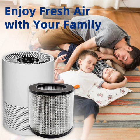 Family enjoying clean air with 2801 Replacement Filter For Myair Personal Air Purifier 2780A 2780B 2780P 27809 Two Pack