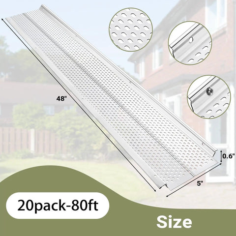 Built Tough 5 Inch Aluminum Gutter Guards 20 Pack 80 Ft Total DIY Leaf Shields showcasing 48" long aluminum mesh design.