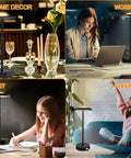 LED Table Lamp Dimmable Desk Lamp Reading Lamp With USB A And Type C Charging Port 2 Prong Outlet Power Touch Control