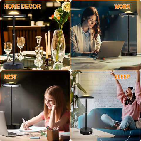 LED Table Lamp Dimmable Desk Lamp Reading Lamp With USB A And Type C Charging Port 2 Prong Outlet Power Touch Control