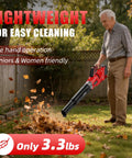 Senior using 600 CFM Cordless Leaf Blower With 18V M18 Battery Compatibility, 150 MPH Turbo Power Ultra Lightweight Handheld