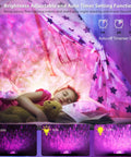 Child sleeping under colorful lighting from Galaxy Projector Night Light For Bedroom And Parties With Bluetooth Speaker