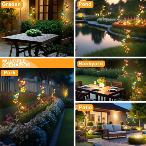 Butterfly Solar Stake Lights 2 Pack Waterproof Outdoor Decor For Garden Lawn Patio Courtyard With Warm Yellow LED Glow