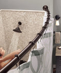 Curved Tension Shower Curtain Rod With Pivoting Flanges No Drill Installation Old World Bronze Finish Adjustable Fit 57-60 Inches