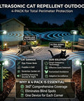 Solar Ultrasonic Animal Deterrent With Motion Detection And Flash Light Outdoor Yard Garden Critter Repeller for deer, cats, raccoons at night