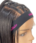 Model wearing lace wig with Lace Melting Spray For Glueless Wig Installs Stays Put Bonding Adhesive Wig Glue Spray and styling band