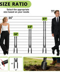 Image showing size comparison of 57 Inch Heavy Duty Post Hole Digger With Metal Shaft And Sharp Shovel Head and people of different heights.