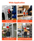 Heavy Duty Pneumatic Rivet Gun Kit With Five Jaw Sets For Quick Fastening in use for auto repair and crafting tasks.