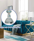 Set Of 2 Rustic Bedside Lamps With 3-Way Touch Dimming And USB Ports, Coastal Washed Blue Nightstand Lights on a modern table