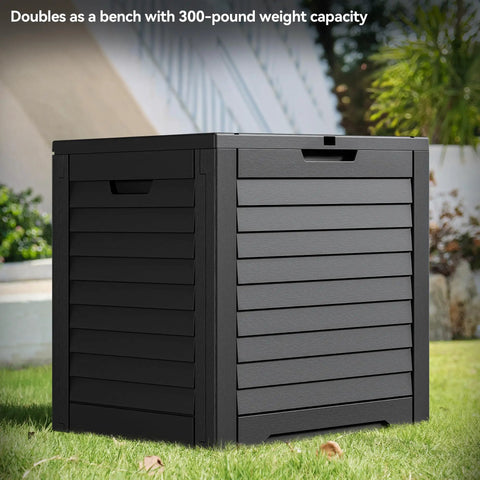 Beefy 35 Gallon Outdoor Storage Box Waterproof Resin Deck Box With Lockable Lid For Patio Cushions Pool Accessories Garden Tools Black Weatherproof Storage Chest For Packages And Outdoor Gear