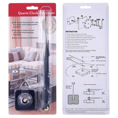 Quartz Clock Movement Replacement Kit With Long Hands And Spade Hanger 208mm 8.2 Inch For Thick Dials 4 To 8mm, High Torque Mechanism, Easy DIY Install, No Fuss Timekeeping Upgrade